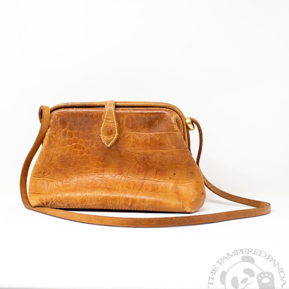 T Cappelli Southwest Plano Texas Caramel Brown Alligator Leather Satchel Handbag